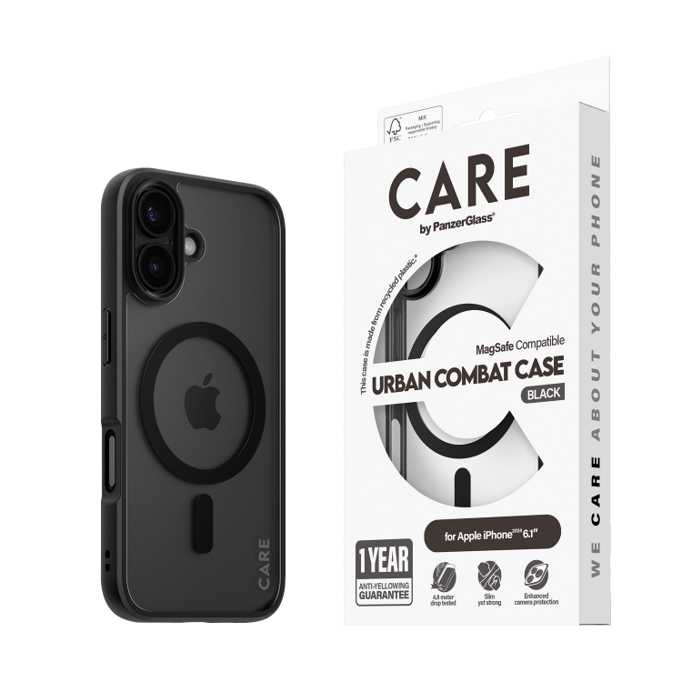 Funda iPhone 16 PanzerGlass Care - Transparente / Negro