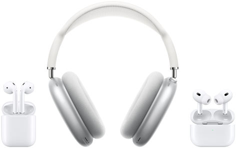Imagen de los AirPods, los AirPods Max y los AirPods Pro.